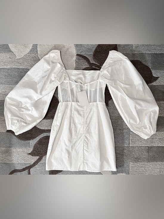 NWT SABO Luxe Australia Brielle Off-Shoulder Corset Mini Dress w Balloon Sleeves - Picture 7 of 10